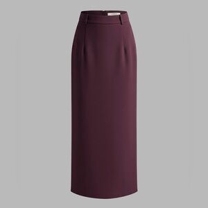 NWT Commense high waisted, long burgundy skirt with back slit.
